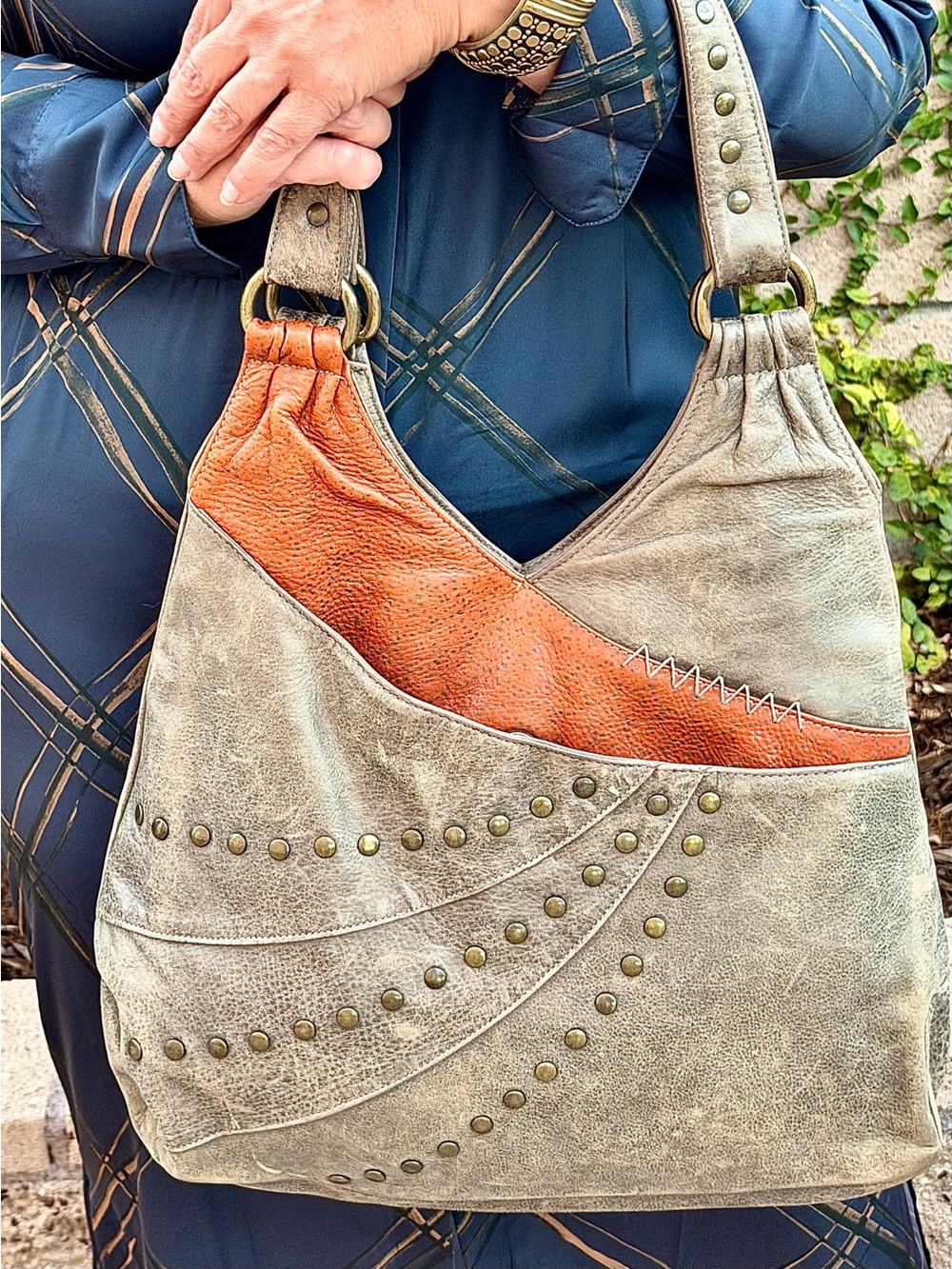 Custom One-of-a-Kind Vintage Brown/Rust Leather Shoulder Hobo Handbag (Like New)